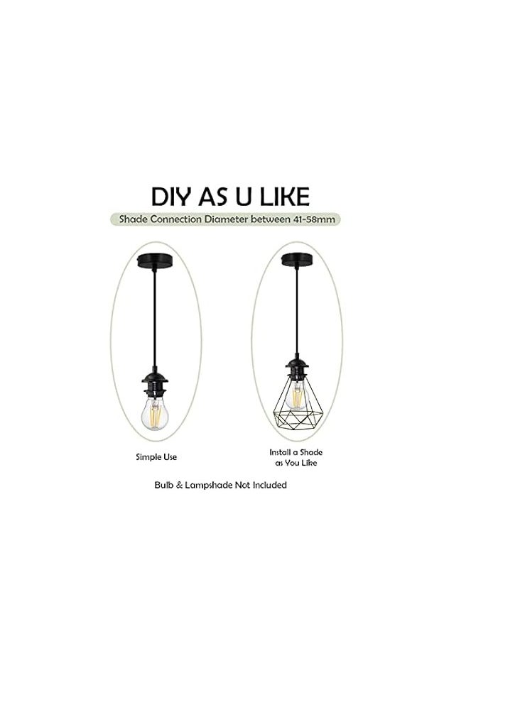 Generic Sinyaung Vintage Hanging Pendant Lights Lamp Kit 2 Pack 120CM Black DIY Mini Pendant Light Modern Pendant Ceiling Light Fixtures E27 Lamp Socket Adjustable for Shade Bedrooms Bar  - Image 5