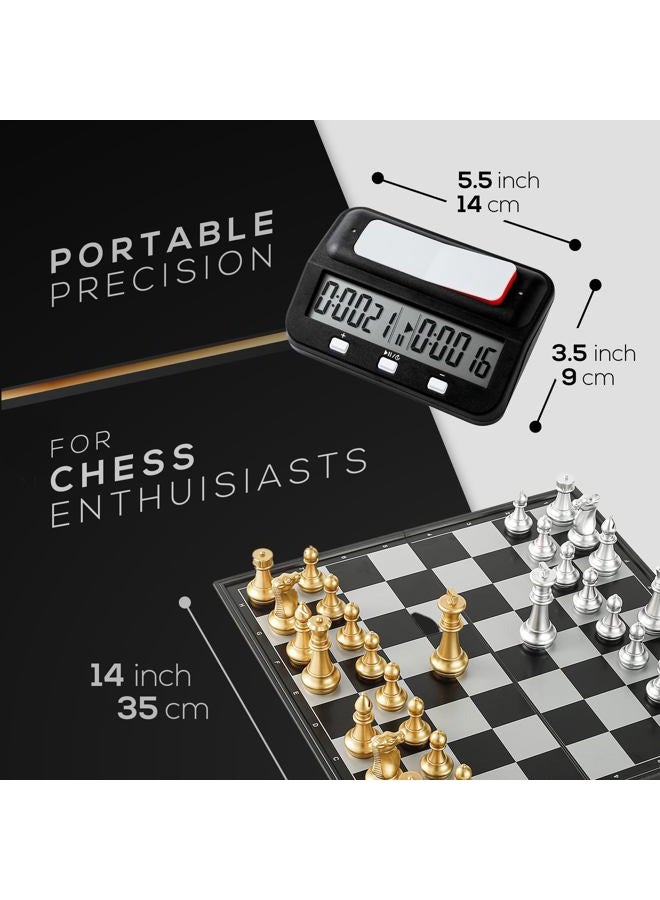 BETTERLINE Magnetic Chess Board Game & Digital Chess Clock Timer Set - Professional and Portable, 14" x 14" Inches Chess Board - Travel Chess, Board Games - Image 3