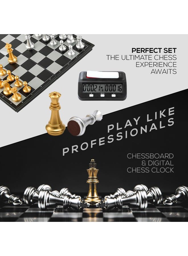 BETTERLINE Magnetic Chess Board Game & Digital Chess Clock Timer Set - Professional and Portable, 14" x 14" Inches Chess Board - Travel Chess, Board Games - Image 5