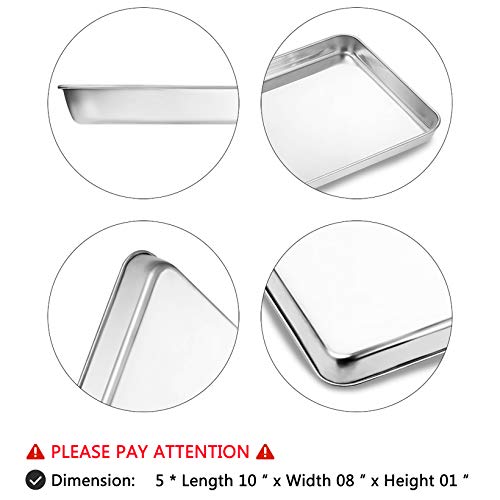 Bastwe Baking Sheets Set of 5, Bastwe Stainless Steel Baking Pan Tray Cookie Sheet, Size 10 x 8 x 1 inch, Non Toxic & Healthy, Rust Free & Easy Clean - Image 5