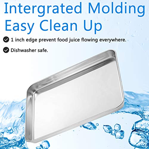 Bastwe Baking Sheets Set of 5, Bastwe Stainless Steel Baking Pan Tray Cookie Sheet, Size 10 x 8 x 1 inch, Non Toxic & Healthy, Rust Free & Easy Clean - Image 3