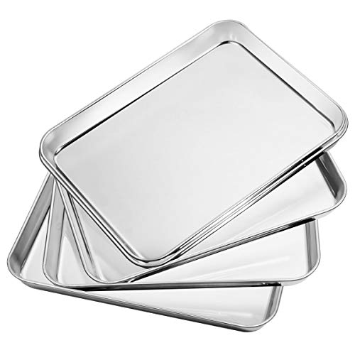 Bastwe Baking Sheets Set of 5, Bastwe Stainless Steel Baking Pan Tray Cookie Sheet, Size 10 x 8 x 1 inch, Non Toxic & Healthy, Rust Free & Easy Clean - Image 1