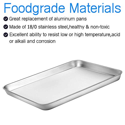 Bastwe Baking Sheets Set of 5, Bastwe Stainless Steel Baking Pan Tray Cookie Sheet, Size 10 x 8 x 1 inch, Non Toxic & Healthy, Rust Free & Easy Clean - Image 2