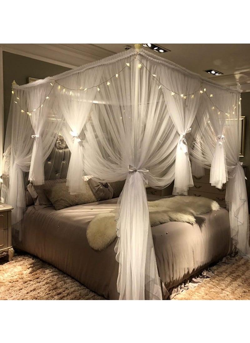 Joyreap Joyreap 4 Corners Post Canopy Bed Curtain for Girls & Adults - Royal Luxurious Cozy Drapes - Cute Princess Bedroom Decoration Accessories (White, Full/Queen)  - Image 1