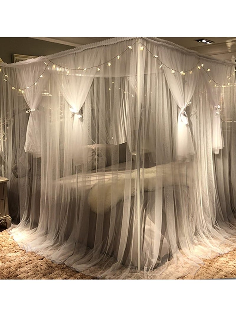 Joyreap Joyreap 4 Corners Post Canopy Bed Curtain for Girls & Adults - Royal Luxurious Cozy Drapes - Cute Princess Bedroom Decoration Accessories (White, Full/Queen)  - Image 2