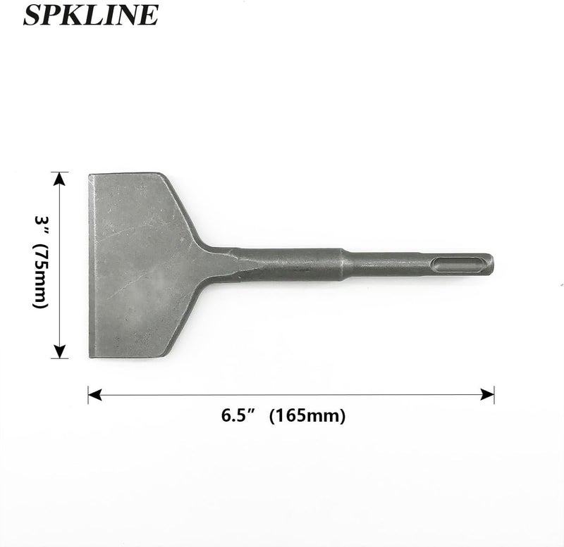 SPKLINE 3" x 6.5" Concrete Tile Thinset Scaling Chisel SDS-Plus Shank Thinset Tile Scraper Flat Wide Chisel Bit Floor Scraper Works with SDS+ Rotary Hammers and Demolition Hammers - Image 2