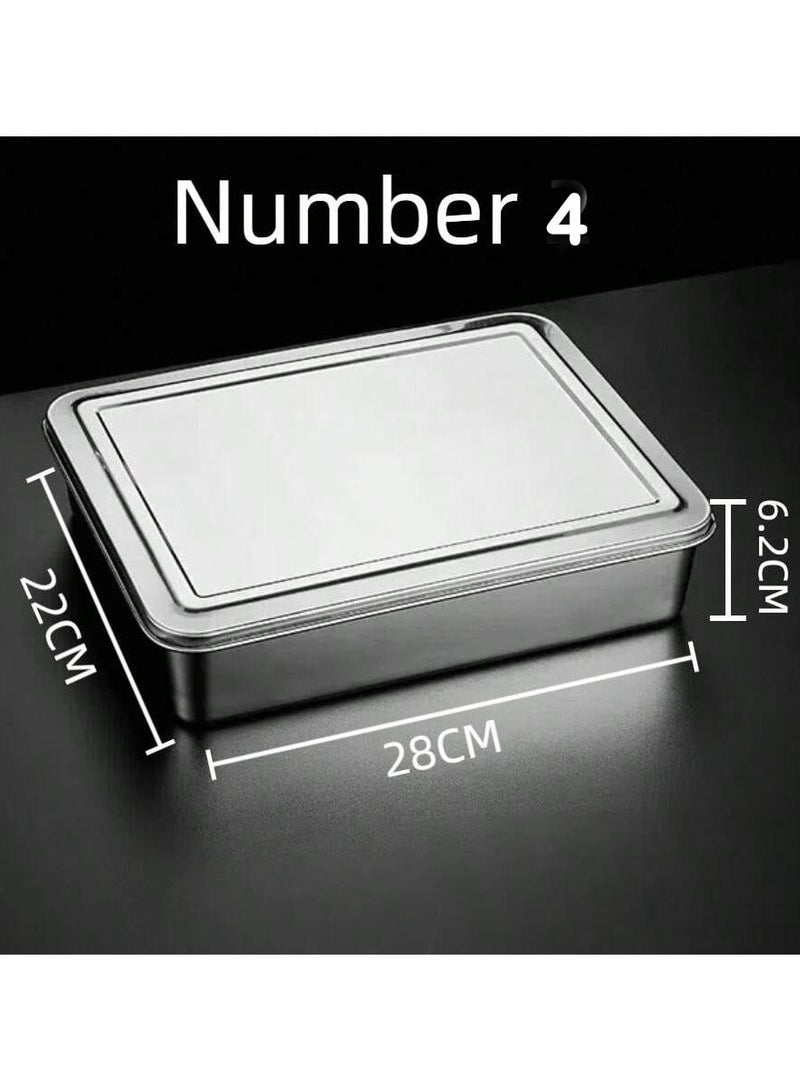 Stainless Steel Square Serving Tray with Lid – Multifunctional, Deep, and Thickened – Ideal for Baking, Tiramisu, Pastries, Roasted Fish, Grilled Meats, Steaming, and Storing Food – Perfect for Kitc - Image 2