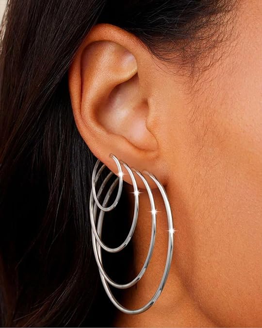 Cuicanstar 4 Pairs Silver Plated Hoop Earrings for Women Lightweight Hypoallergenic Silver Hoops Stainless Steel Hoop Earrings Loop Earrings Set - Image 2
