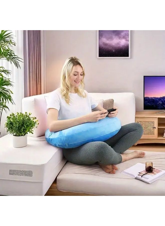 وسادة دعم للحوامل مريحة بتصميم 32 مشهدًا، لون أزرق سماوي، تدعم أسفل الظهر والبطن - Image 2