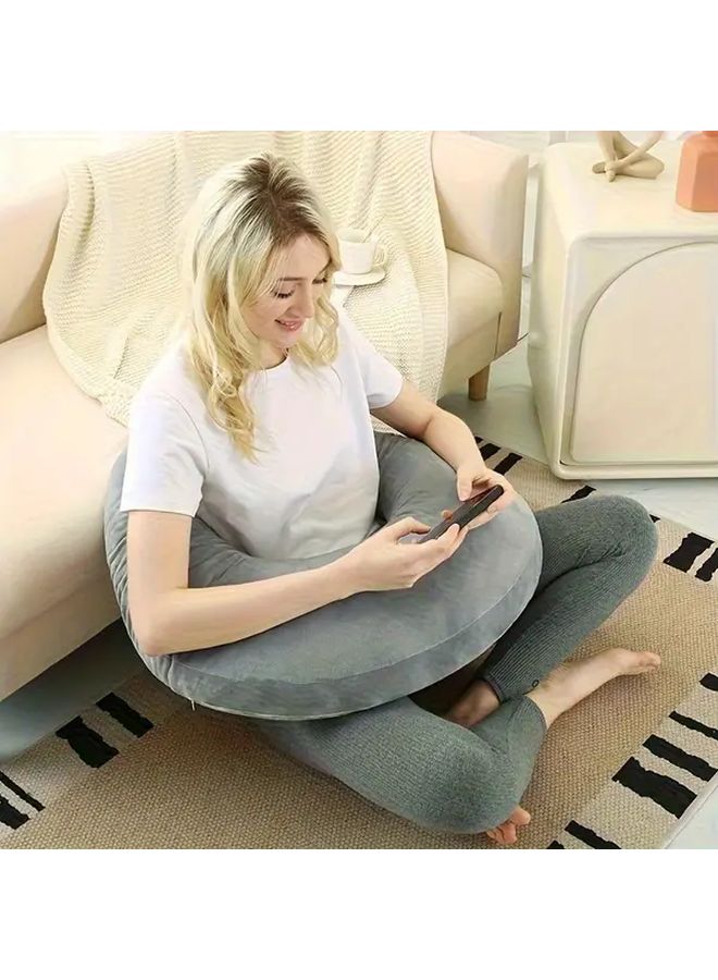 وسادة دعم للحوامل مريحة بتصميم 32 مشهدًا، لون أزرق سماوي، تدعم أسفل الظهر والبطن - Image 4