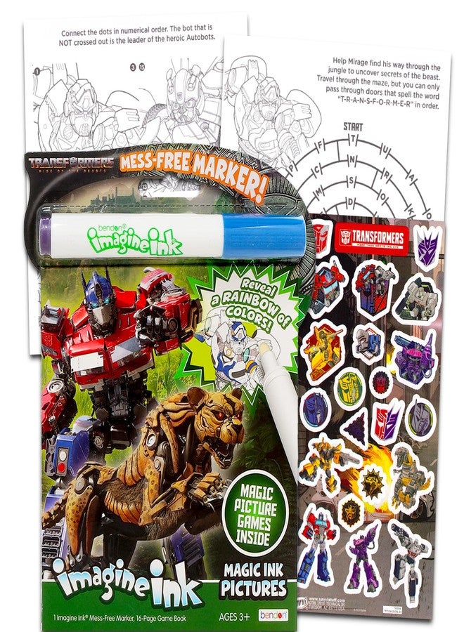 Imagine Ink Transformers Imagine Ink Coloring Book Bundle with Stickers (Includes Mess-Free Marker) - Image 1