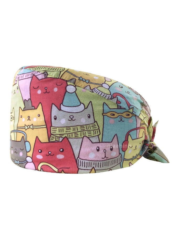 NIBEMINENT Scrubs Cap  Cotton Print Surgery Scrub Hats Nurse Caps Medical Accessories Beauty Salon Pet Shop Lab Work Hat Chef Hat