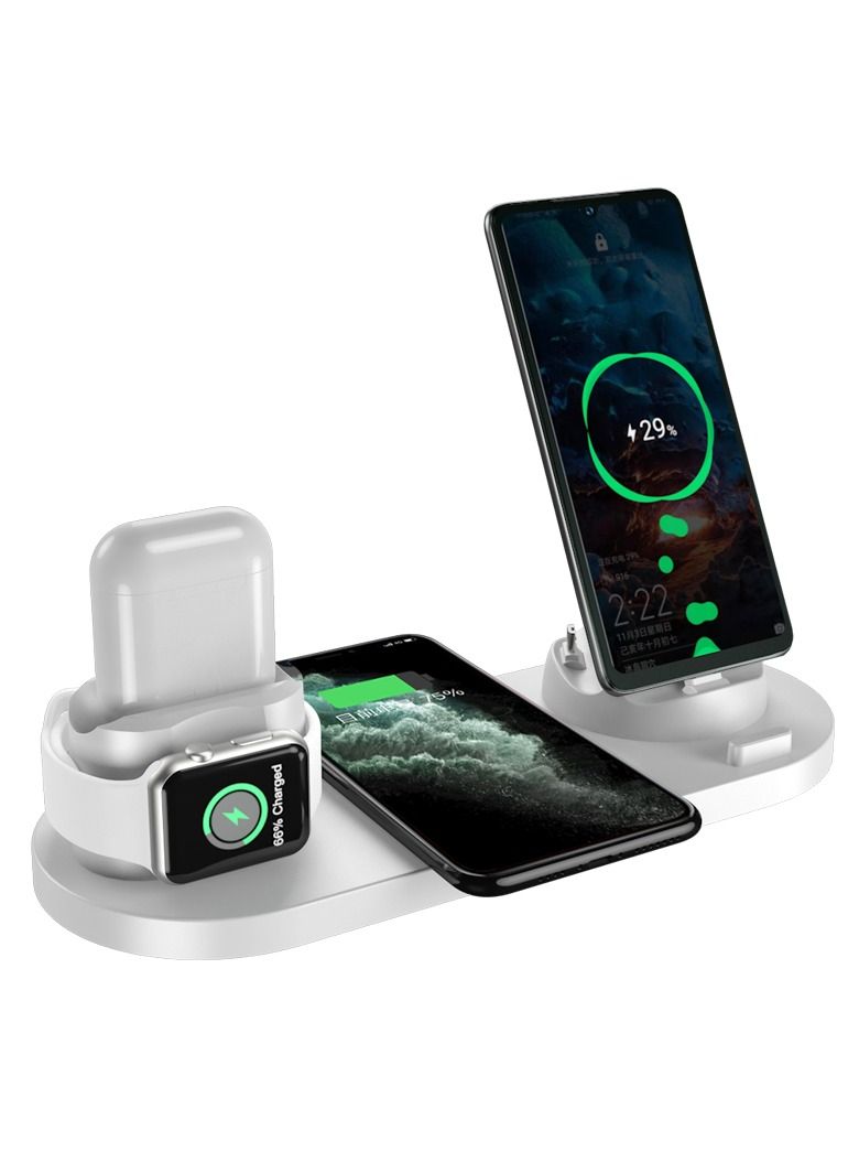 6 in 1 Wireless Charger Stand Pad for Apple Watch/AirPods Pro/iPhone 13/12/11/11pro/11pro Max/X/XS/XR Samsung S20/S10, Charging Dock Station for Other Qi Phones  - Image 1