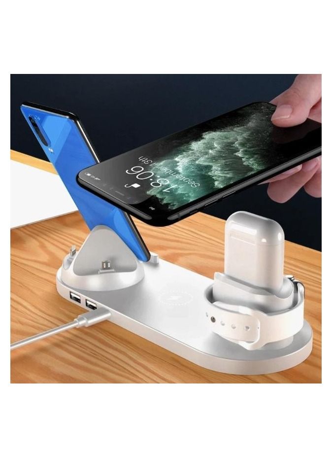 6 in 1 Wireless Charger Stand Pad for Apple Watch/AirPods Pro/iPhone 13/12/11/11pro/11pro Max/X/XS/XR Samsung S20/S10, Charging Dock Station for Other Qi Phones  - Image 5