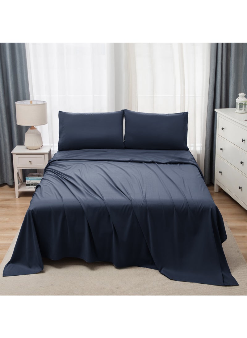 Panax Bedding Double Bed Sheets Set - 4 Piece Bedding - Brushed Microfiber - Shrinkage and Fade Resistant - Easy Care (Navy, Double) - pzsku/Z3508914DA66CA3FF8294Z/45/_/1723728847/51b1faec-6d42-4681-ad01-ff29c9536105