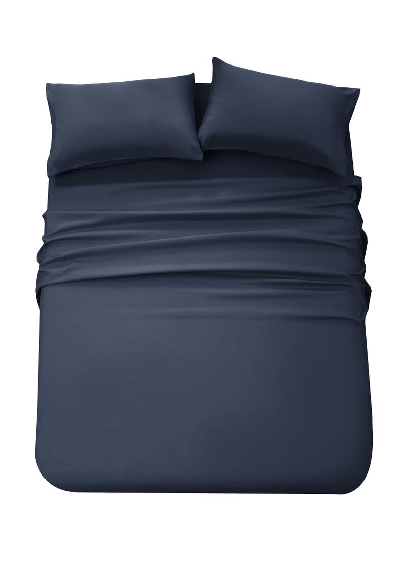 Panax Bedding Double Bed Sheets Set - 4 Piece Bedding - Brushed Microfiber - Shrinkage and Fade Resistant - Easy Care (Navy, Double) - pzsku/Z3508914DA66CA3FF8294Z/45/_/1723728867/c3861459-d227-4446-8dff-6f8caa713b32