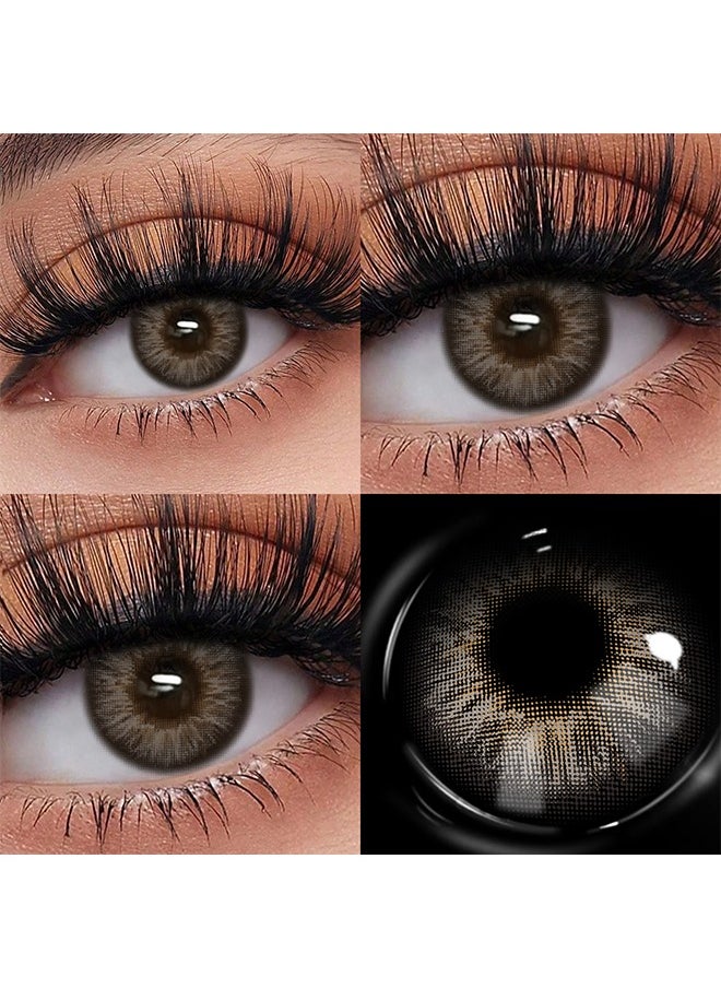 UYAAI Gray Lens Yearly Colored Contact Lenses, Unisex Cosmetic Contact Lenses, Natural Fashion Lenses, With Casees  - Image 1