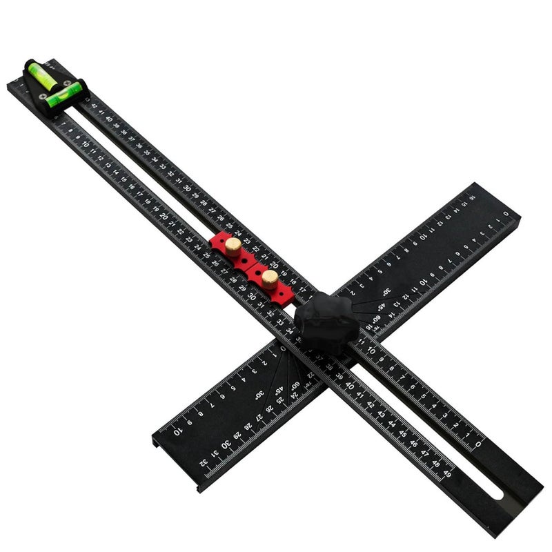 54cm Woodworking T Square With Bubble Level Multi Angle ABS Knob Adjustment Aluminum Construction Ruler - Image 3