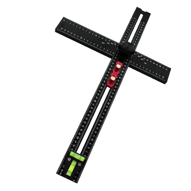 54cm Woodworking T Square With Bubble Level Multi Angle ABS Knob Adjustment Aluminum Construction Ruler - Image 5