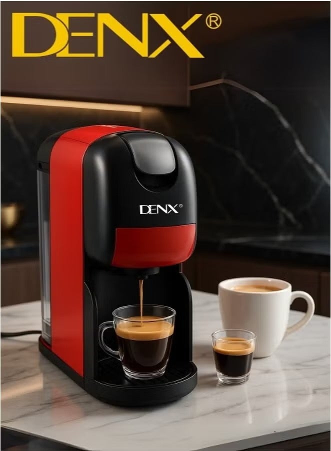 DENX DX3416 3-in-1 Multi-Capsule Coffee Machine - 20 Bar Pressure, 1400 Watts, 1 Liter Capacity, Auto Shut-Off, 1-Minute Preparation, Compatible with Multi-Capsules - Image 1