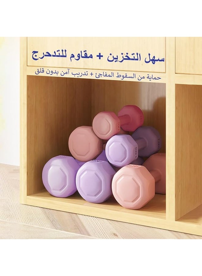 DUNISO 2 Pcs Dumbbells, Rubber-Coated Fitness Dumbbells, Weightlifting Dumbbells with Anti Slip Handles, Sturdy and Durable，Suitable For Fitness, Home Use, Exercise, Weightlifting, Yoga, 2KG Each，Purple - Image 4