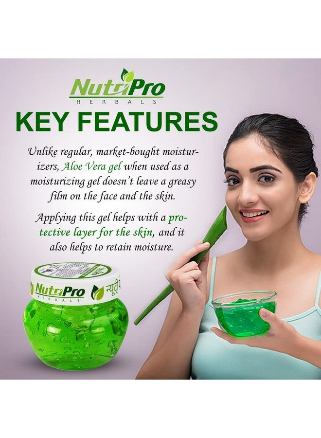 NutriPro Pure Aloe Vera Skin Gel 240 ml | With Pure Aloe Vera & Vitamin E for Skin (Paraben Free) | For Acne, Scars, Glowing & Radiant Skin - Image 2