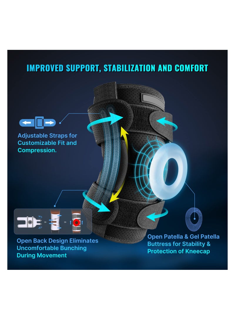 SOLARAE Hinged Knee Brace Upgraded Support for Knee Pain/Removable Dual Metal Hinges & Built-in Side Spring Stabilizers - Adjustable for Men and Women Surgery Recovery or Injury Prevention (M) - Image 5