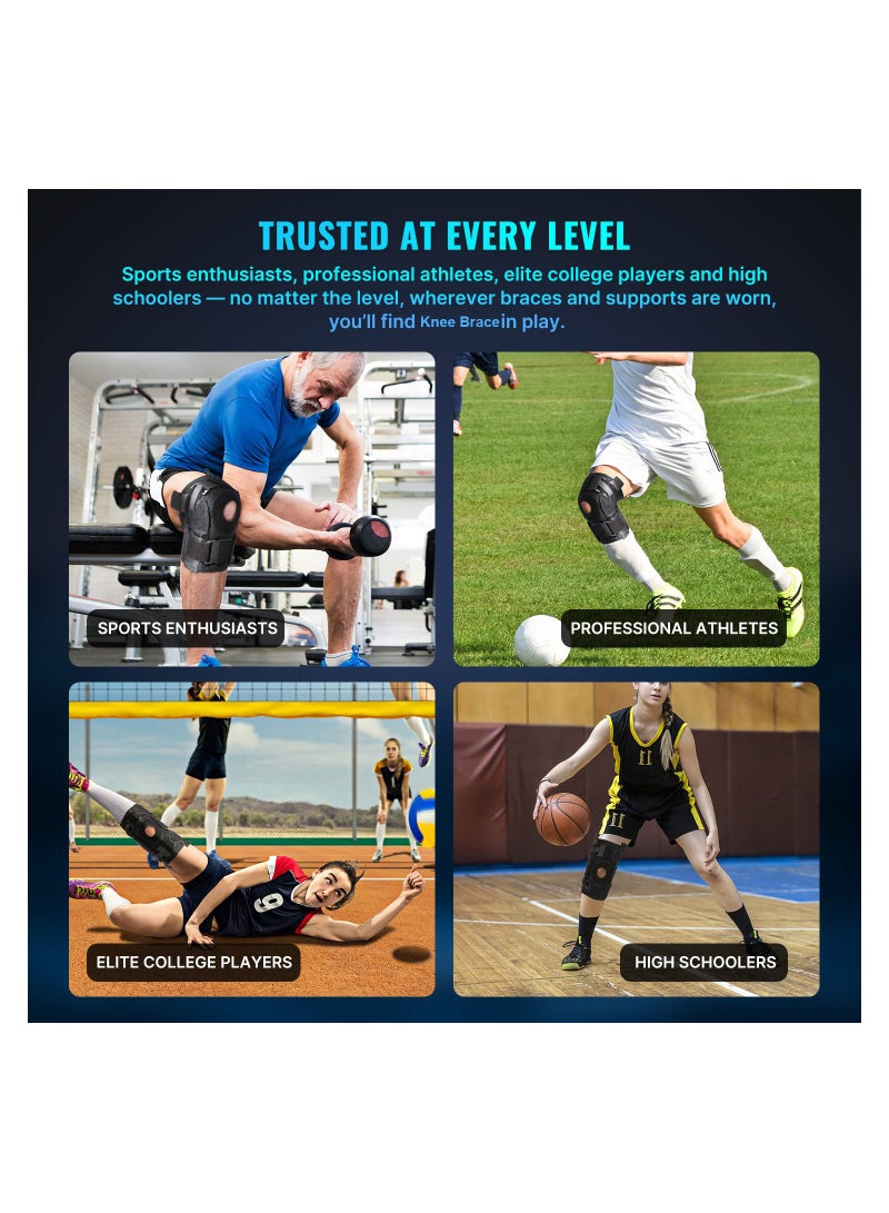 SOLARAE Hinged Knee Brace Upgraded Support for Knee Pain/Removable Dual Metal Hinges & Built-in Side Spring Stabilizers - Adjustable for Men and Women Surgery Recovery or Injury Prevention (M) - Image 3