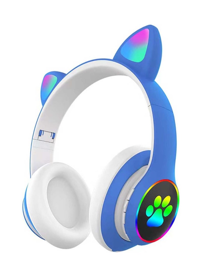Generic - LED Light Up Wireless Stereo Cat Headset Headphones - Image 1
