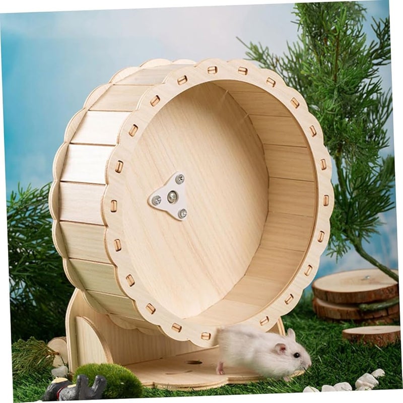 Silent Wooden Hamster Wheel Smooth Rounded Edges Quiet Spinner for Hamsters Gerbils - Image 4