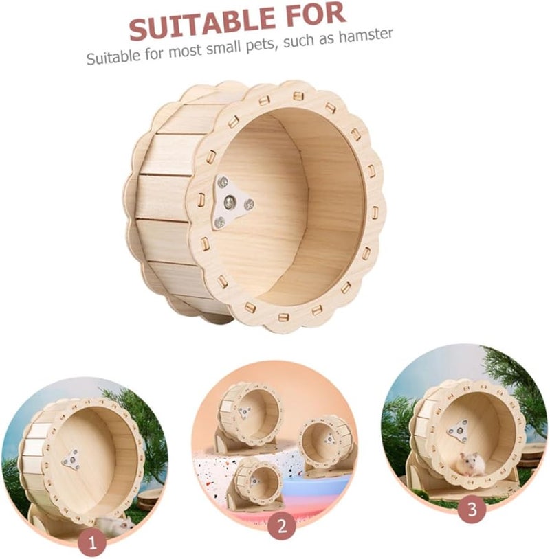 Silent Wooden Hamster Wheel Smooth Rounded Edges Quiet Spinner for Hamsters Gerbils - Image 5