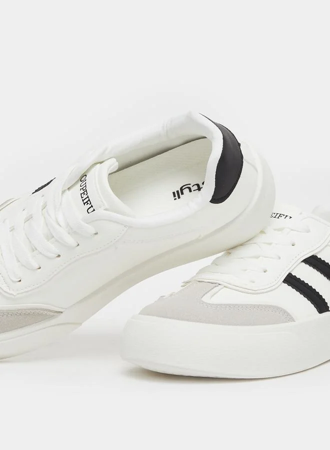 ستايلي Styli Striped Lace Up Sneakers