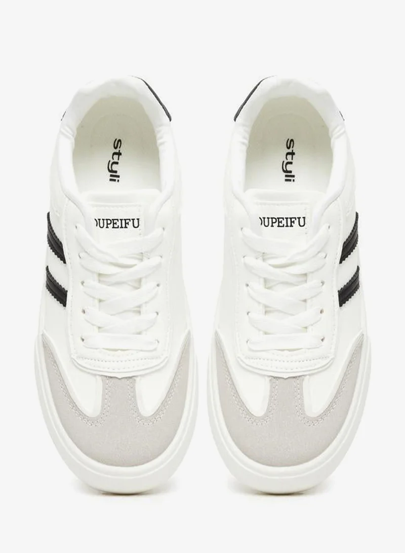 Styli  Striped Lace Up Sneakers for Women | Best Price UAE