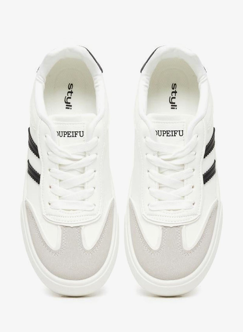 Styli Striped Lace Up Sneakers - Image 5