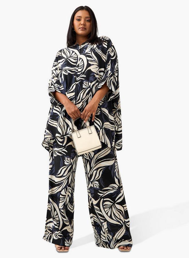  أولا بوبكن بنطلون واسع بطبعات أوراق شجر مقاس كبير من أولا بوبكن - Image 2