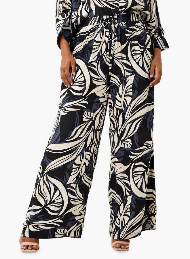  أولا بوبكن بنطلون واسع بطبعات أوراق شجر مقاس كبير من أولا بوبكن - Image 1