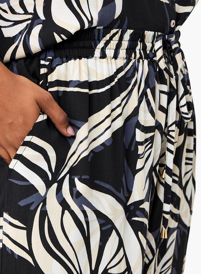  أولا بوبكن بنطلون واسع بطبعات أوراق شجر مقاس كبير من أولا بوبكن - Image 4