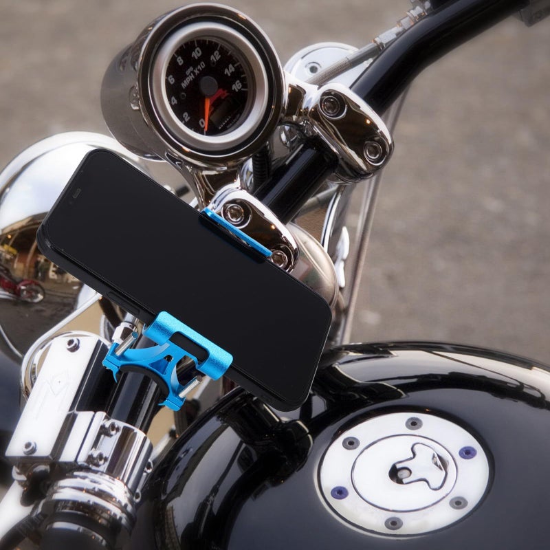 Aluminum Alloy Motorcycle Phone Mount Bike Handlebar Holder for Smartphones Riding Electric Bikes Blue - Image 5