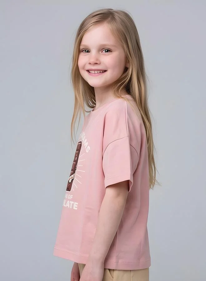 تايك تو Girls Oversized Graphic T-Shirt By Juniorloom