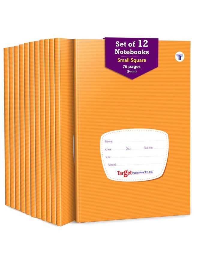 TARGET PUBLICATIONS Small Square Ruled Notebooks (76 Pages) | Soft Brown Cover | 18 cm x 24 cm Approx | Maths Exercise Small Notebooks (Square - 09 cm) | Pack of 12 Books | GSM 57 - Image 1