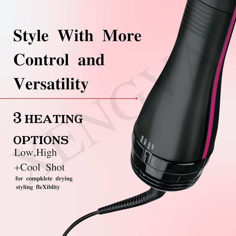 XENGVA Hot Air Brush for Hair Dryer Volumizer 3in1 Blow Dryer Brush with Kerashine Titanium Ions One Step Keratin Infused Bristles for Straightening Curling Styling AntiFrizz Lightweight Fast Drying Gift for Sister Wife Girl - Image 2