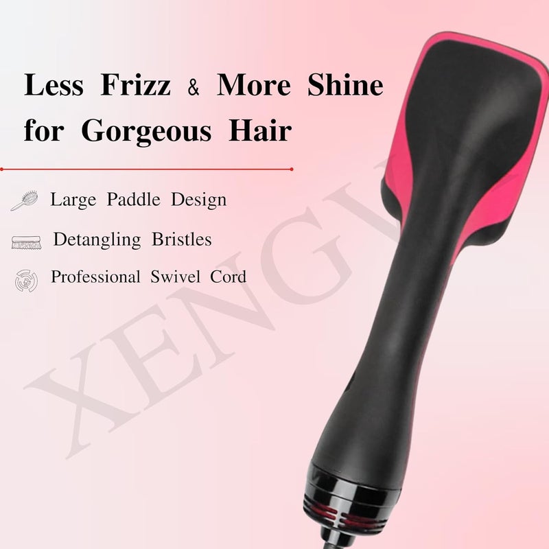 XENGVA Hot Air Brush for Hair Dryer Volumizer 3in1 Blow Dryer Brush with Kerashine Titanium Ions One Step Keratin Infused Bristles for Straightening Curling Styling AntiFrizz Lightweight Fast Drying Gift for Sister Wife Girl - Image 3