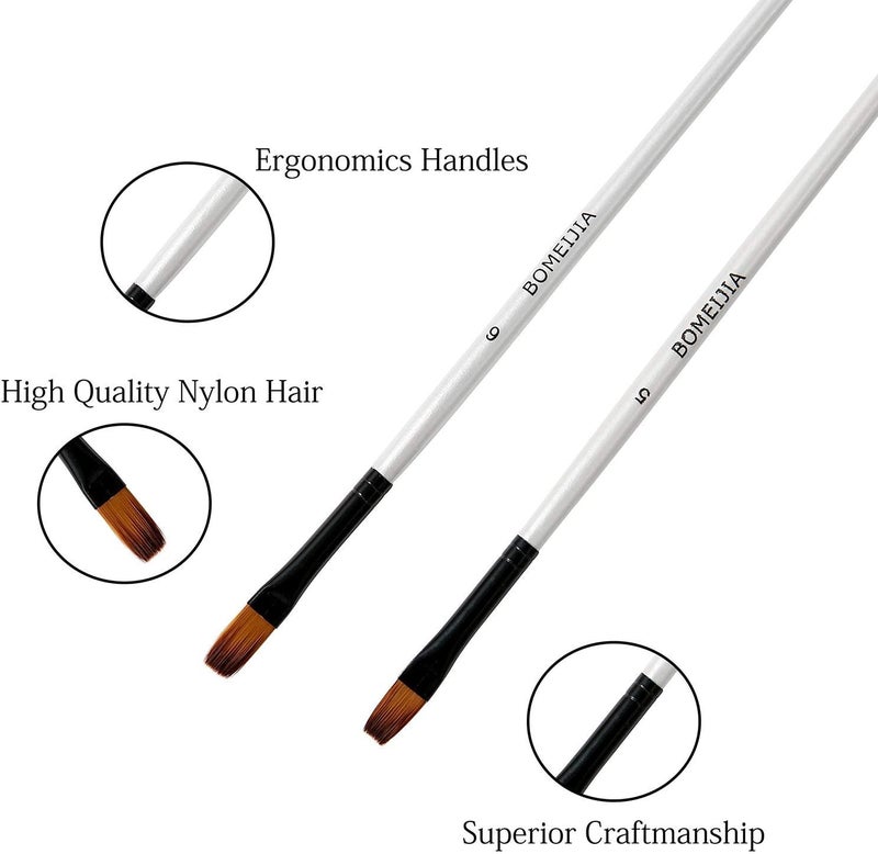 GETHPEN Art Paint Brushes Set, 12 PCS Nylon Professional Flat Paint Brushes for Watercolor, Oil Painting, Acrylic, Face Body Nail Art, Crafts, Rock Painting - Image 4