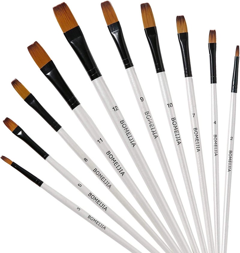 GETHPEN Art Paint Brushes Set, 12 PCS Nylon Professional Flat Paint Brushes for Watercolor, Oil Painting, Acrylic, Face Body Nail Art, Crafts, Rock Painting - Image 1