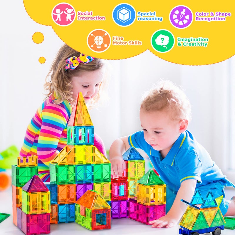 cossy 120Pcs Magnetic Tiles Magnetic 3D Building Blocks Set Educational Construction Toys for 3+ Year Old Kids with Stronger Magnets, Educational Toys, Recreational, Conventional - Image 2