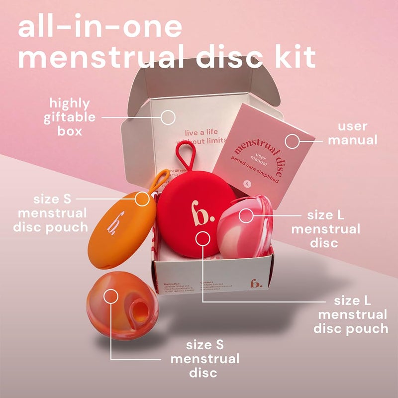 Bodyotics Menstrual Disc Reusable, 2-Pack Size S & L - Softer Than Menstrual Cups and Can Be Used Intimate Moments - Comfort-Fit Period Disc Set with 12 Hr Wear - 100% Medical Grade Silicone - Image 5