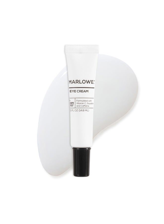 Marlowe No. 127 Mens Eye Cream with Vitamin C, Caffeine and Moisturizing Squalane for Puffiness, Wrinkles & Dark Circles, Targeted Under Eye Skin Care, 0.5 FL Oz - Image 1