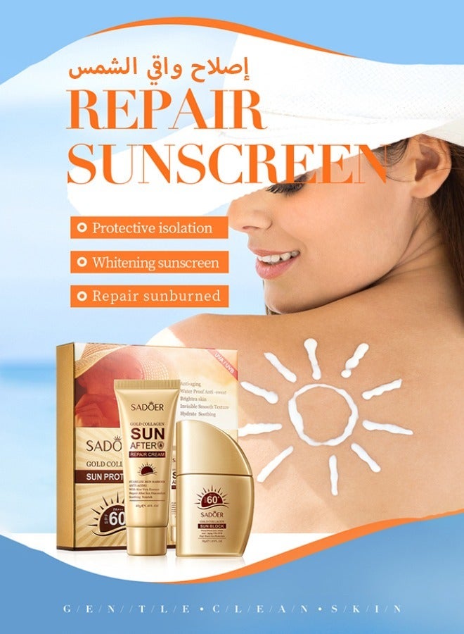 SADOER Water Resistant and Non-Greasy Sunscreen Lotion With Broad Spectrum, Nicotinamide Face & Body Sunscreen SPF 60, UVA & UVB Protection, Whitening,Lightweight & Fast-absorbing,30g+40g - Image 1