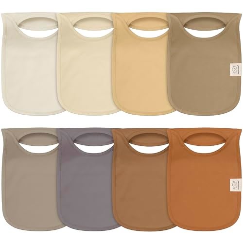 KeaBabies 8Pack Baby Bibs for Boys Girls Pullover Bibs for Drooling Teething Baby Girl Boy Toddler Newborn Soft Absorbent Cute Colors Large Torso Coverage Keep Infant Clean Dry Terracotta