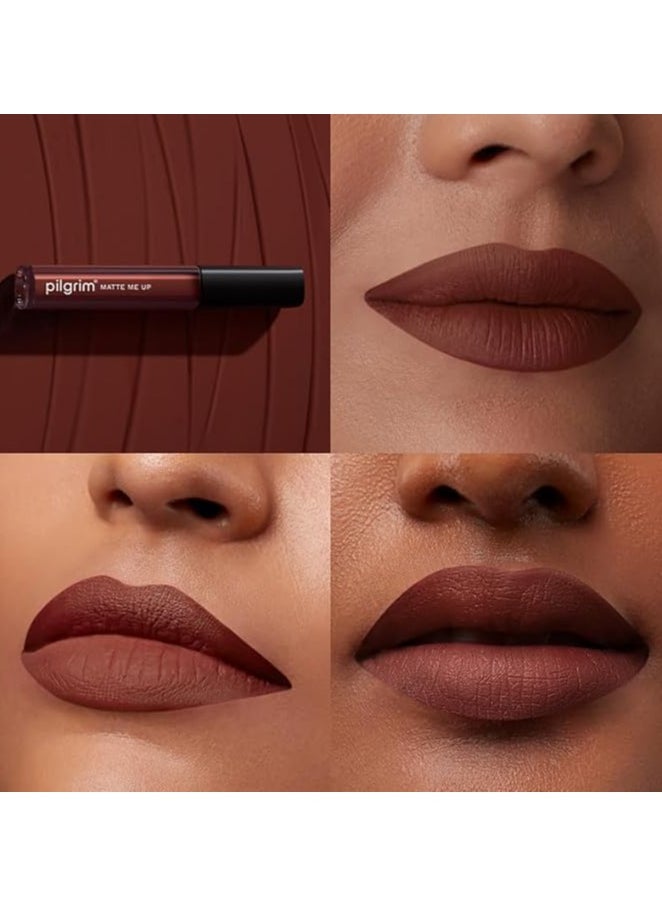 PILGRIM Pilgrim Liquid Matte Lipstick - Bossy Brown | Lipstick 3gms  - Image 3